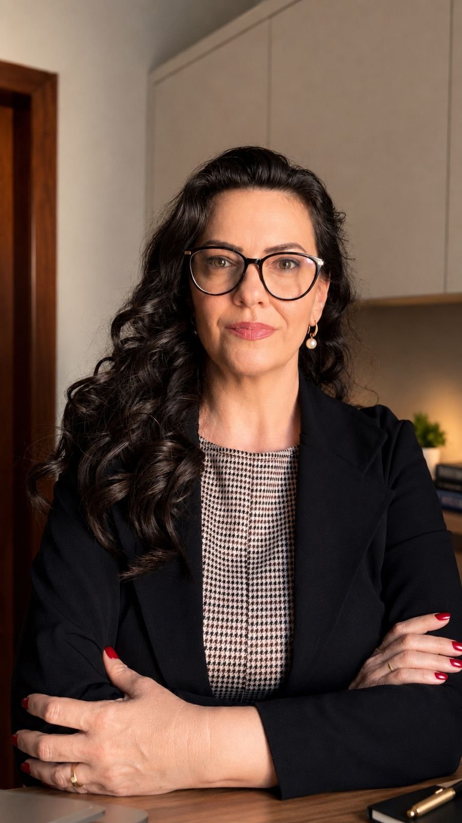 Dra. Vanesca Rodrigues em seu escritório de advocacia empresarial